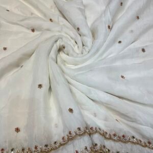 Embroidered Chinon Chiffon With Beads And Stone Work