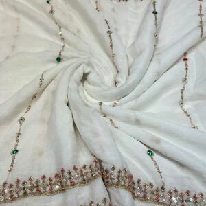 Embroidered Chinon Chiffon With Beads And Stone Work