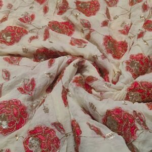 Georgette Embroidery With Beads Work And Patch Work