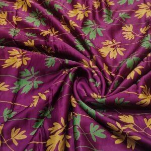 Floral Print Satin Raw Silk