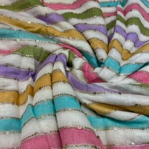 Mul Chanderi Prints With Embroidery