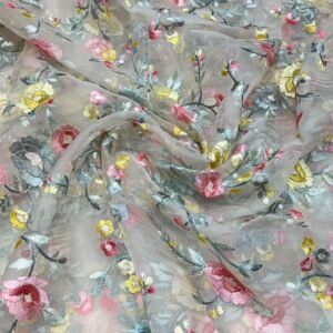 Multi-Pastel Floral Organza