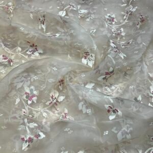 Silver Frost Floral Organza