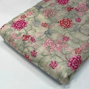 Pink and Red Floral Embroidery