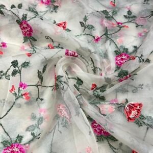 Ivory Magenta Floral Net